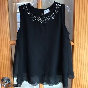 Japna Kids Black Embellished Sparkle Blouse